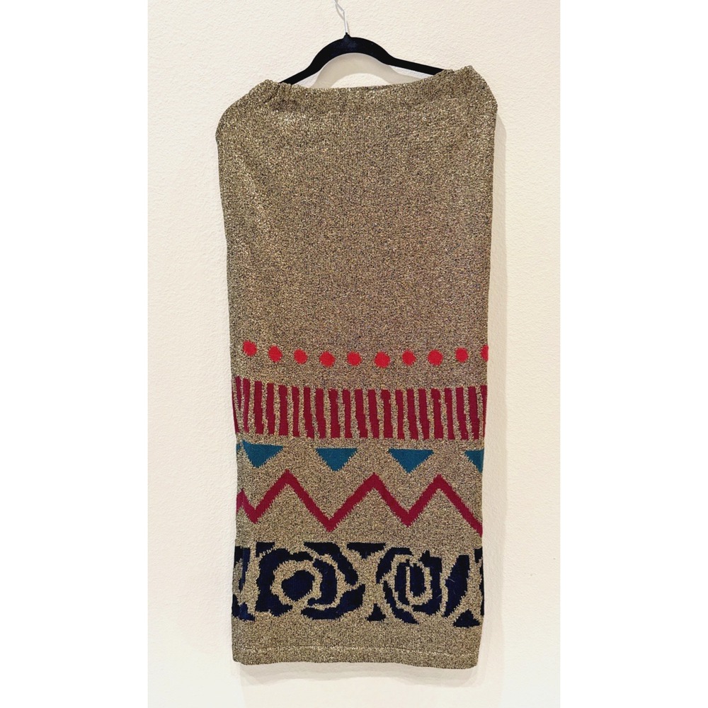 VTG Gilmar S.P.A. Gold Geometric Maxi Skirt Size 42/M Avant-Garde Wool Metal